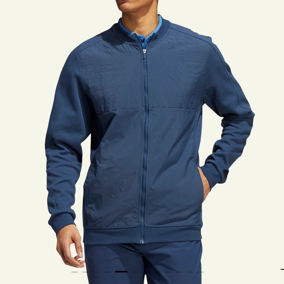 adidas Other - Adidas Go To Quilted Full Zip Bomber Jacket Blue Size Large Men’s
